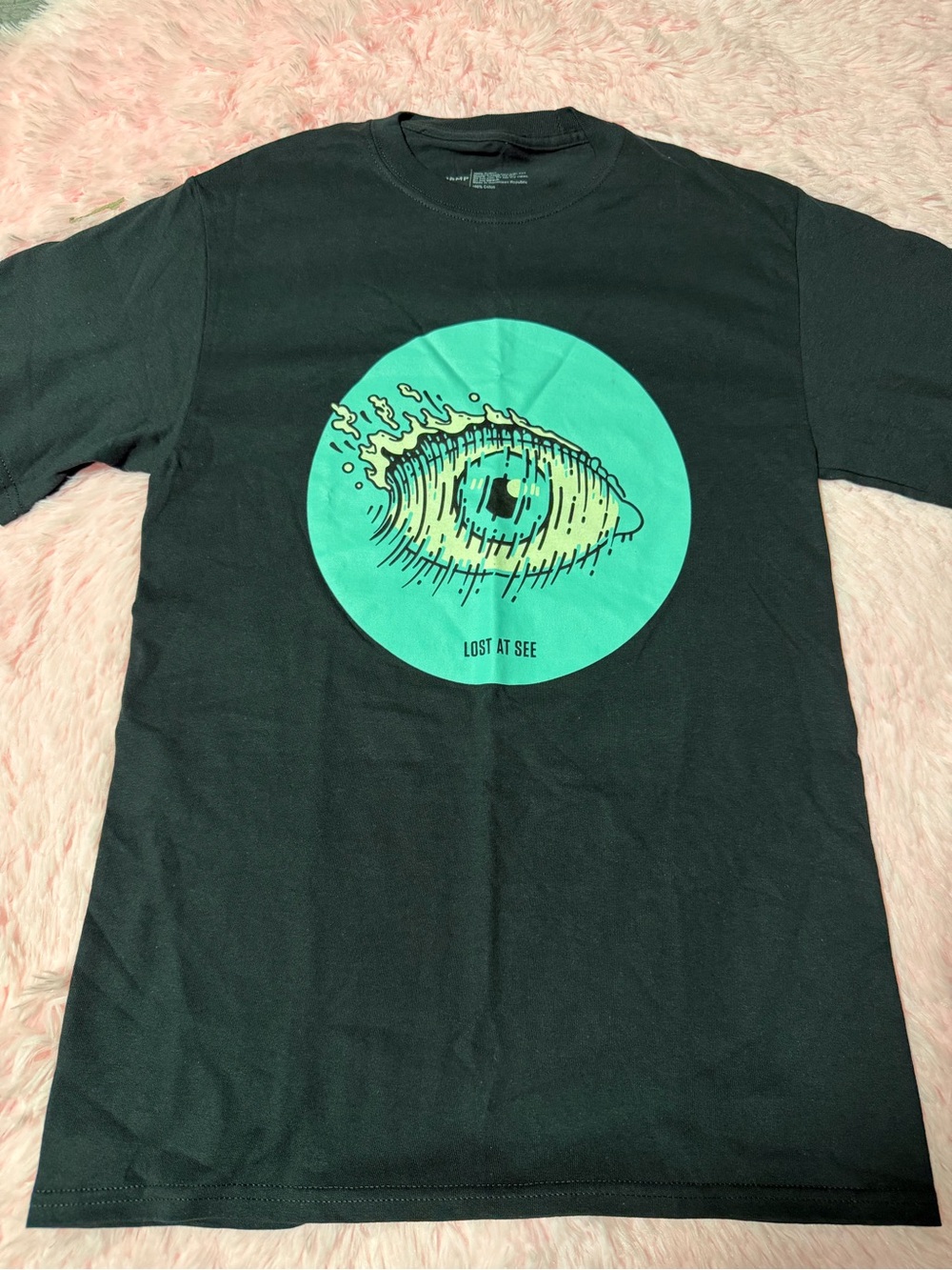 Lost At See Black Tee with Teal Eye Graphic